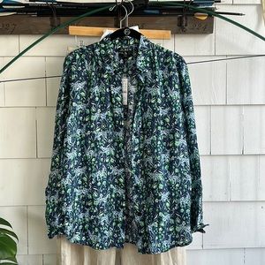 NWT fun print jcrew cupro shirt. Size 6